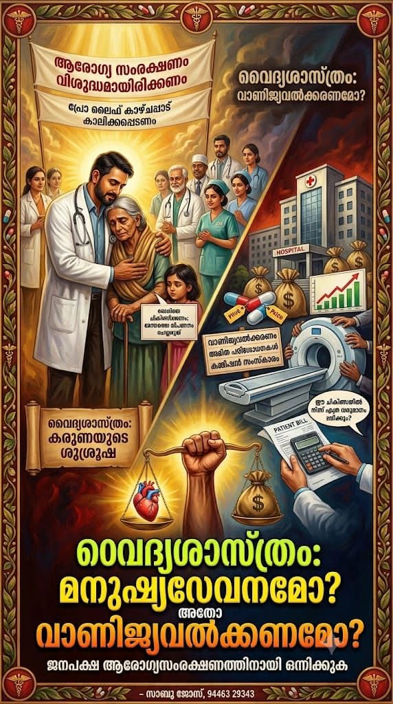 വൈദ്യശാസ്ത്രം : മനുഷ്യസേവനമോ ? അതോ വാണിജ്യവൽക്കരണമോ ?